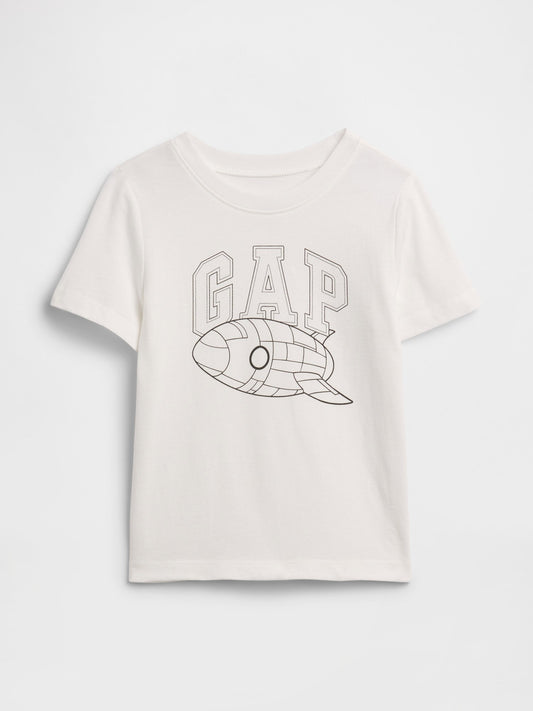 Beyaz Grafik Baskılı T-shirt