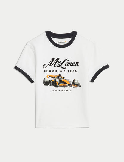 Pamuk Karışımlı Mclaren Logolu Kısa Kesim Üst (2-16 Yaş)