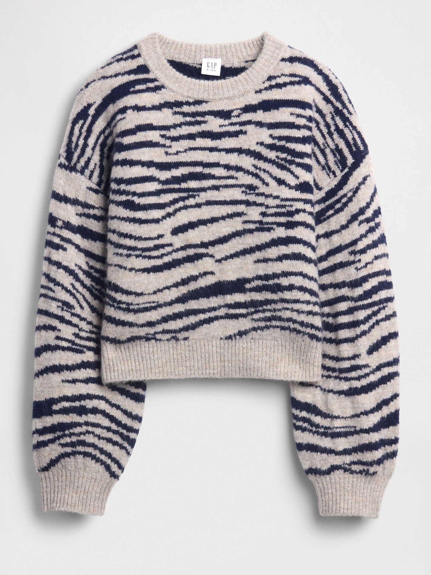 Gri Kids Relaxed Bisiklet Yaka Kazak