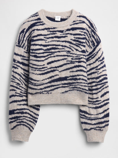 Gri Kids Relaxed Bisiklet Yaka Kazak