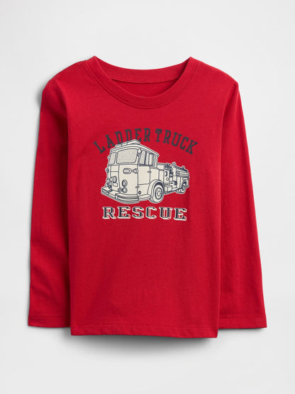 Kırmızı Grafik Baskılı T-shirt