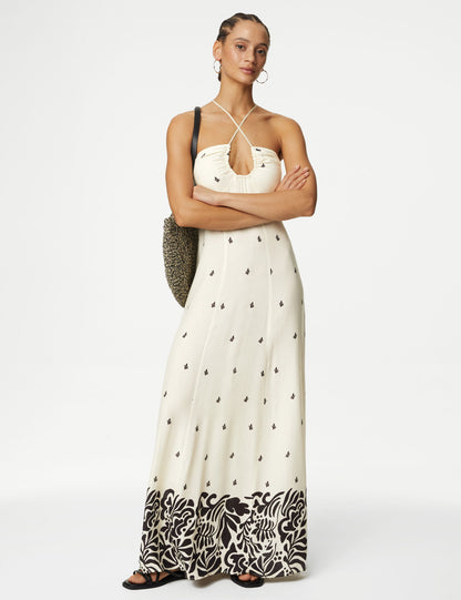 Halter Yaka Maxi Plaj Elbisesi
