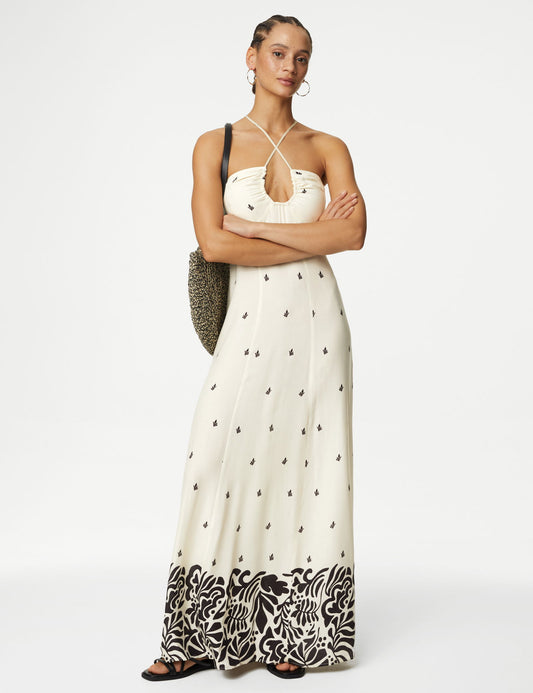 Halter Yaka Maxi Plaj Elbisesi