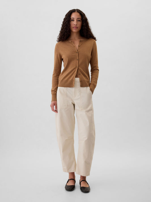 Kırık Beyaz High Rise Barrel Khaki Pantolon