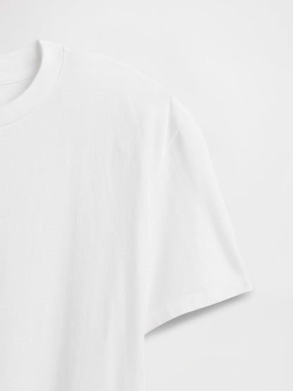 Beyaz Bisiklet Yaka T-shirt