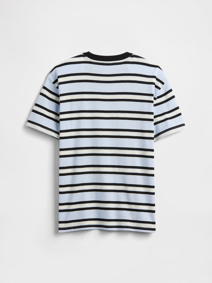 Açık Mavi Everyday Soft Stripe Pocket T-shirt