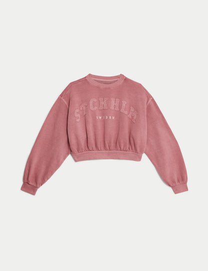 Pamuklu Slogan Desenli Sweatshirt