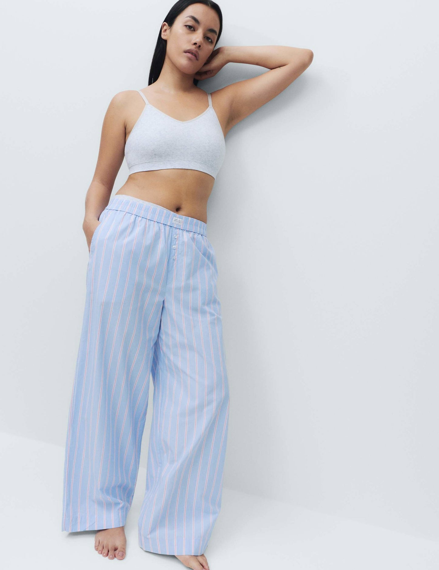 Çizgili Geniş Paça Pijama Altı