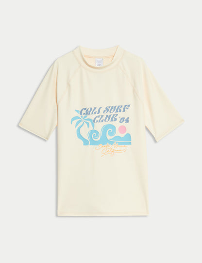 Cali Surf Club Desenli Kısa Kollu Deniz Tişörtü (6–16 Yaş)