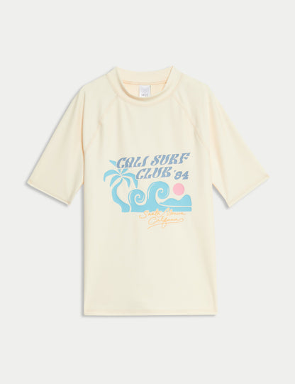 Cali Surf Club Desenli Kısa Kollu Deniz Tişörtü (6–16 Yaş)