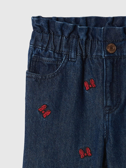 Lacivert Gap × Disney Minnie Mouse Işlemeli Stride Jean Pantolon