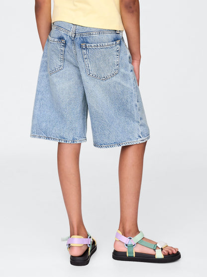 Mavi Mid Rise Longline Denim Şort