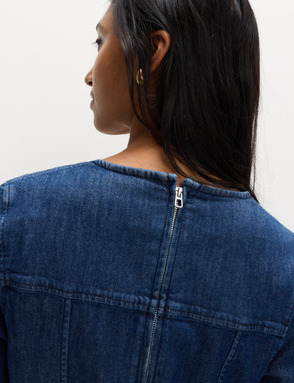 Pamuk Karışımlı Denim Mini Elbise