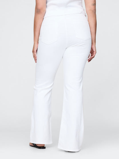 Beyaz High Rise '70s Flare Jean Pantolon
