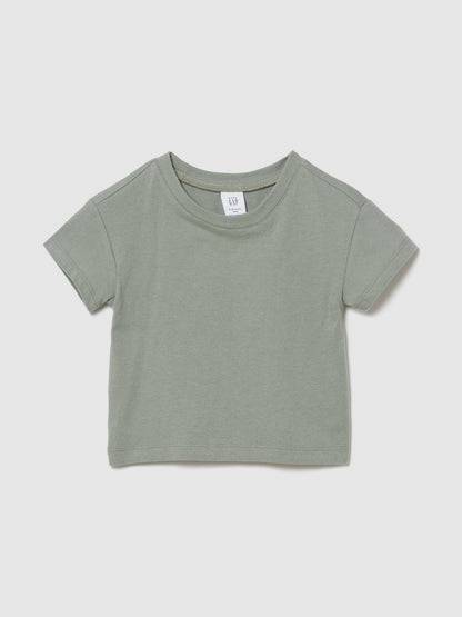 Yeşil Keten Pamuk Karışımlı Kısa Tulum Outfit Set