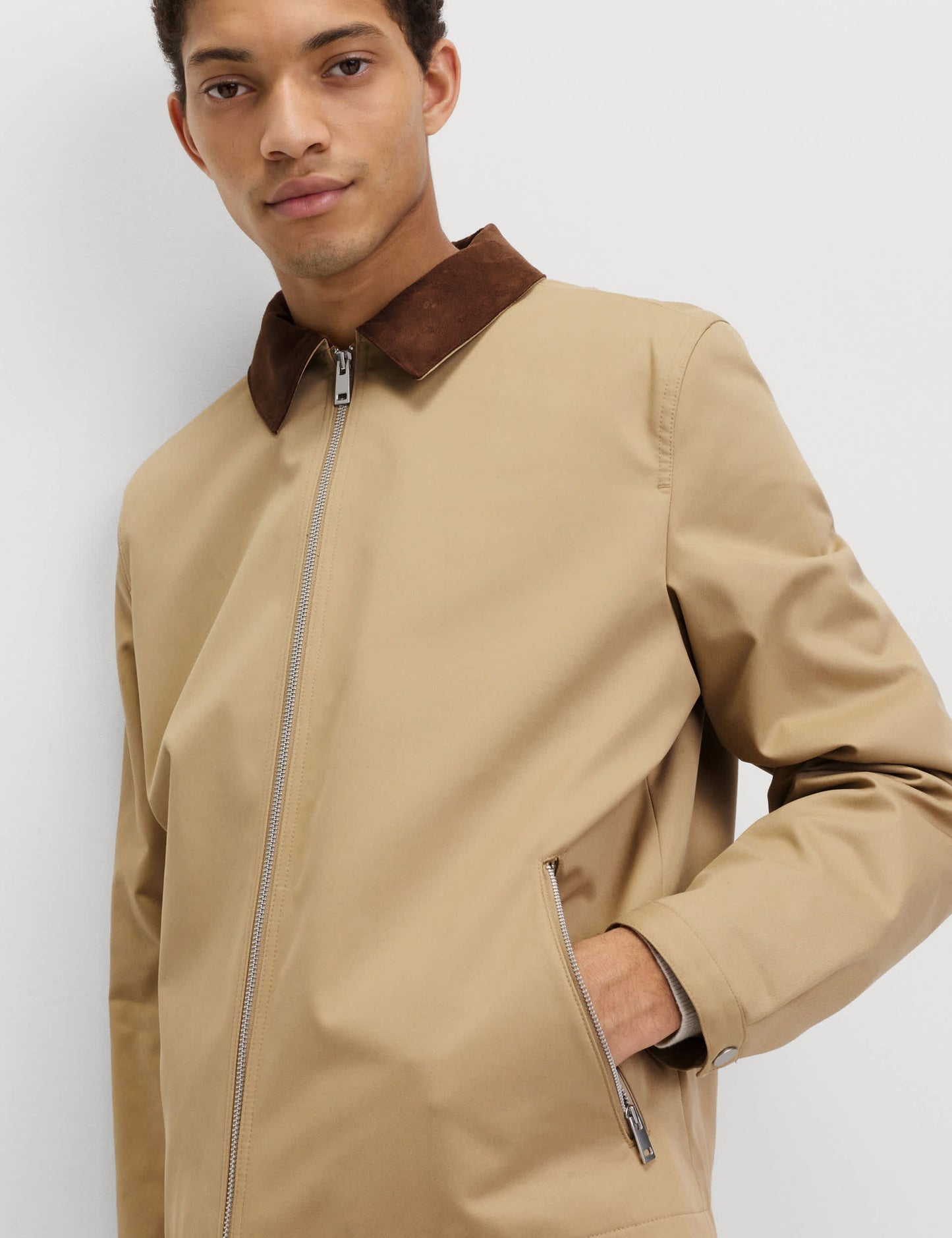Saf Pamuk Harrington Ceket