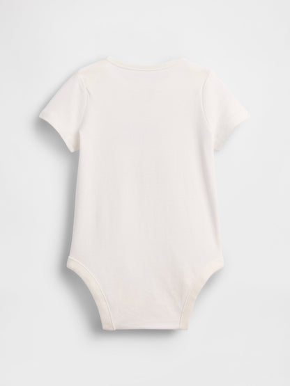 Beyaz First Favorites Organik Pamuk Grafik Baskılı Bodysuit
