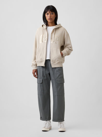 Ekru Gap Logo Fleece Fermuarlı Sweatshirt