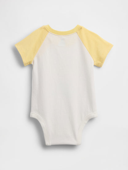 Açık Sarı Organik Pamuk Gap Logo Bodysuit