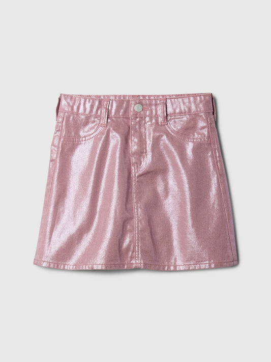 Pembe Parlak Denim Etek