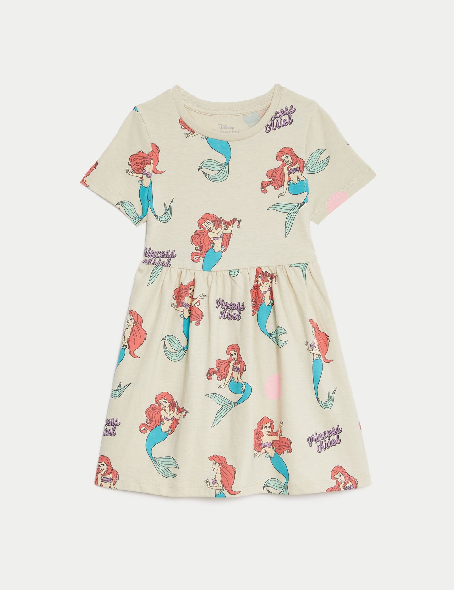 Saf Pamuklu The Little Mermaid™ Kısa Kollu Elbise (2-8 Yaş)