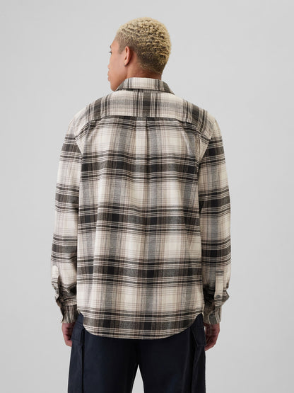 Gri Organik Pamuk Flannel Gömlek