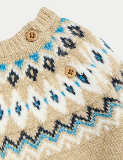 Fair Isle Desenli Örme Kazak (0-3 Yaş)