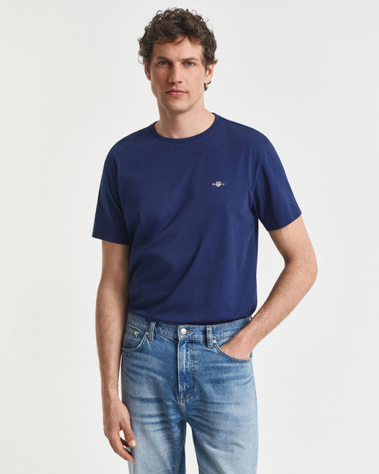 Gant Erkek Mavi Regular Fit Bisiklet Yaka T-shirt