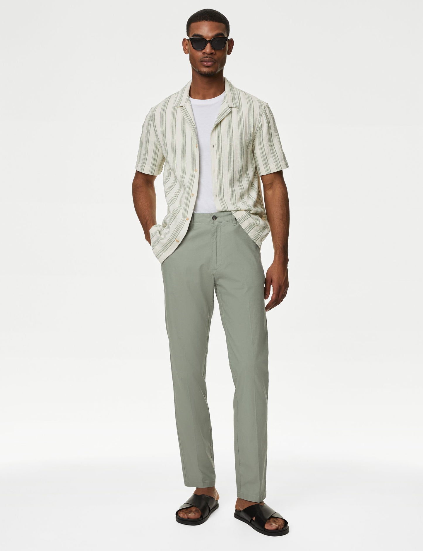 Regular Fit Keten Chino Pantolon