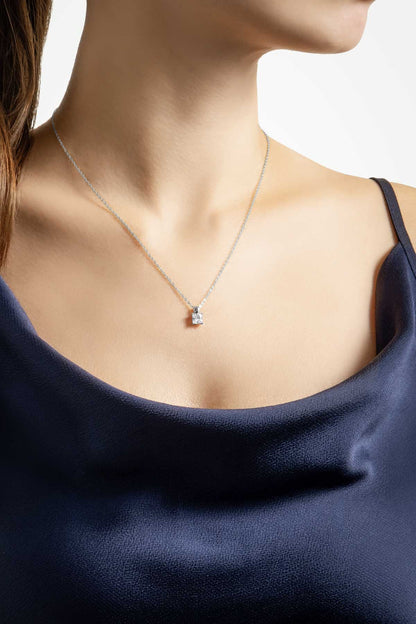 Prenses Kesim 18 Ayar Beyaz Altın Kaplama 45 Cm Gümüş Minimal Kolye 5016300199