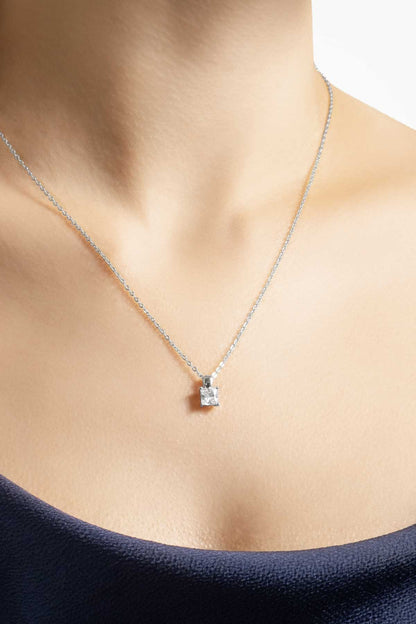 Prenses Kesim 18 Ayar Beyaz Altın Kaplama 45 Cm Gümüş Minimal Kolye 5016300199