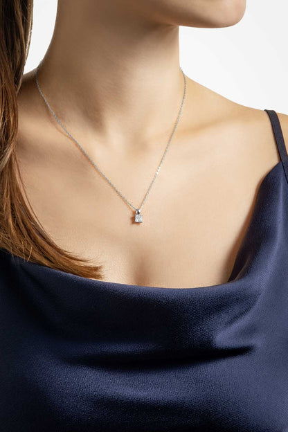 Kare Kesim 18 Ayar Beyaz Altın Kaplama 43 Cm Gümüş Minimal Kolye 5016330199