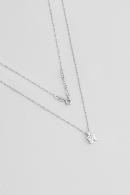 Kare Kesim 18 Ayar Beyaz Altın Kaplama 43 Cm Gümüş Minimal Kolye 5016330199