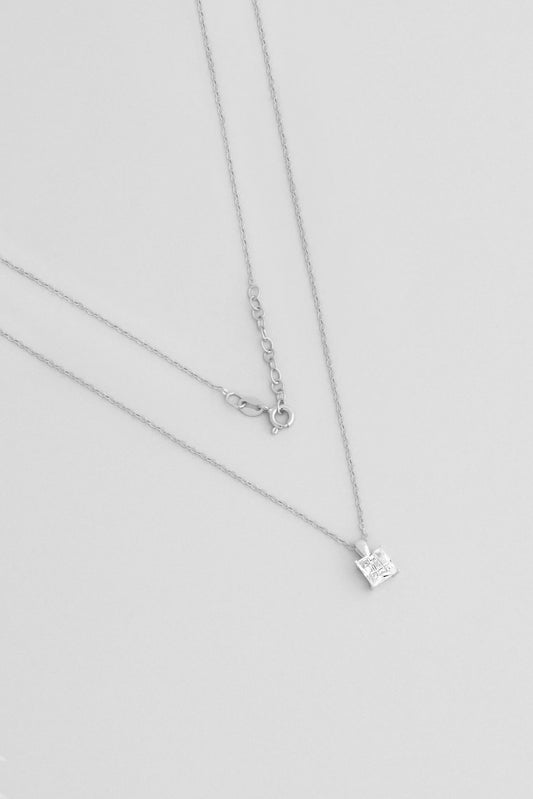 Kare Kesim 18 Ayar Beyaz Altın Kaplama 43 Cm Gümüş Minimal Kolye 5016330199