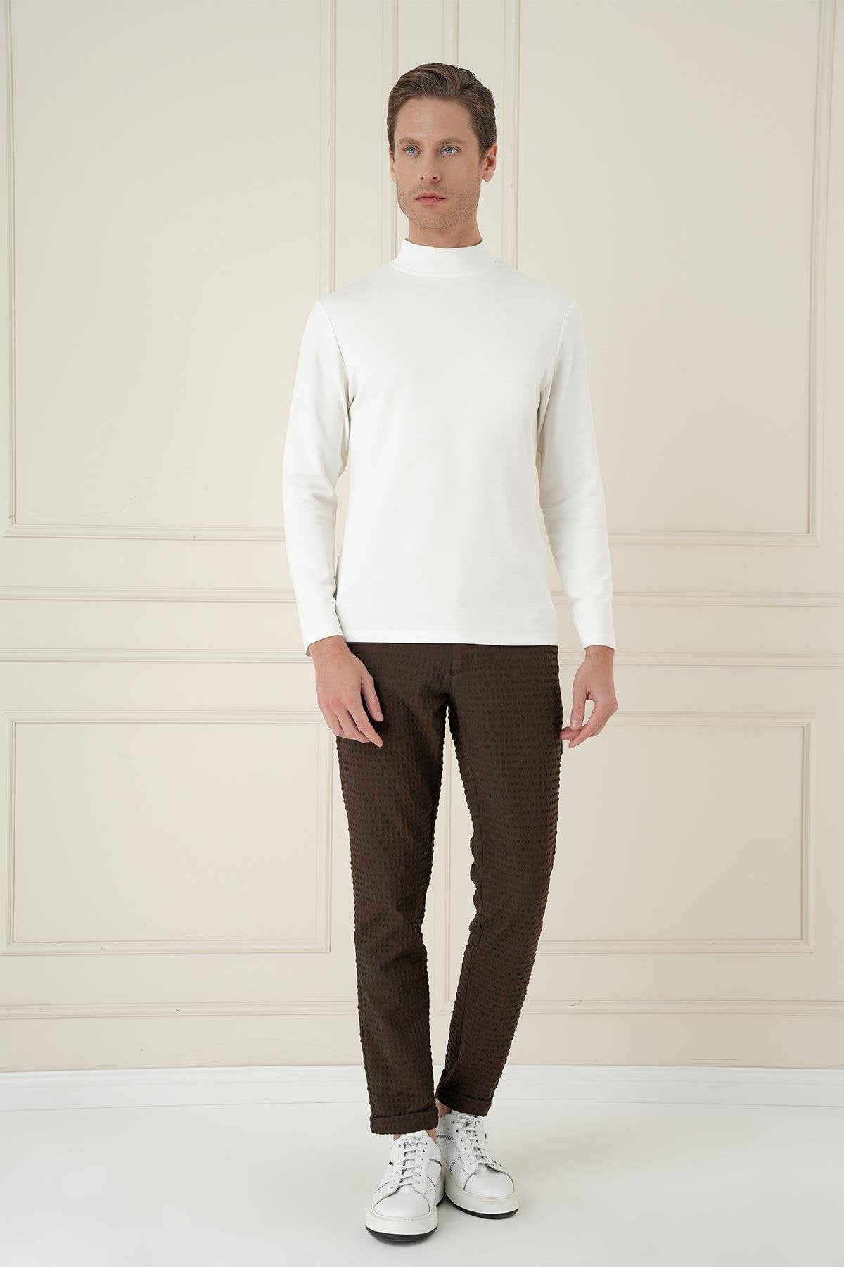 Ts 894 Slim Fit Ekru Spor T-shirt