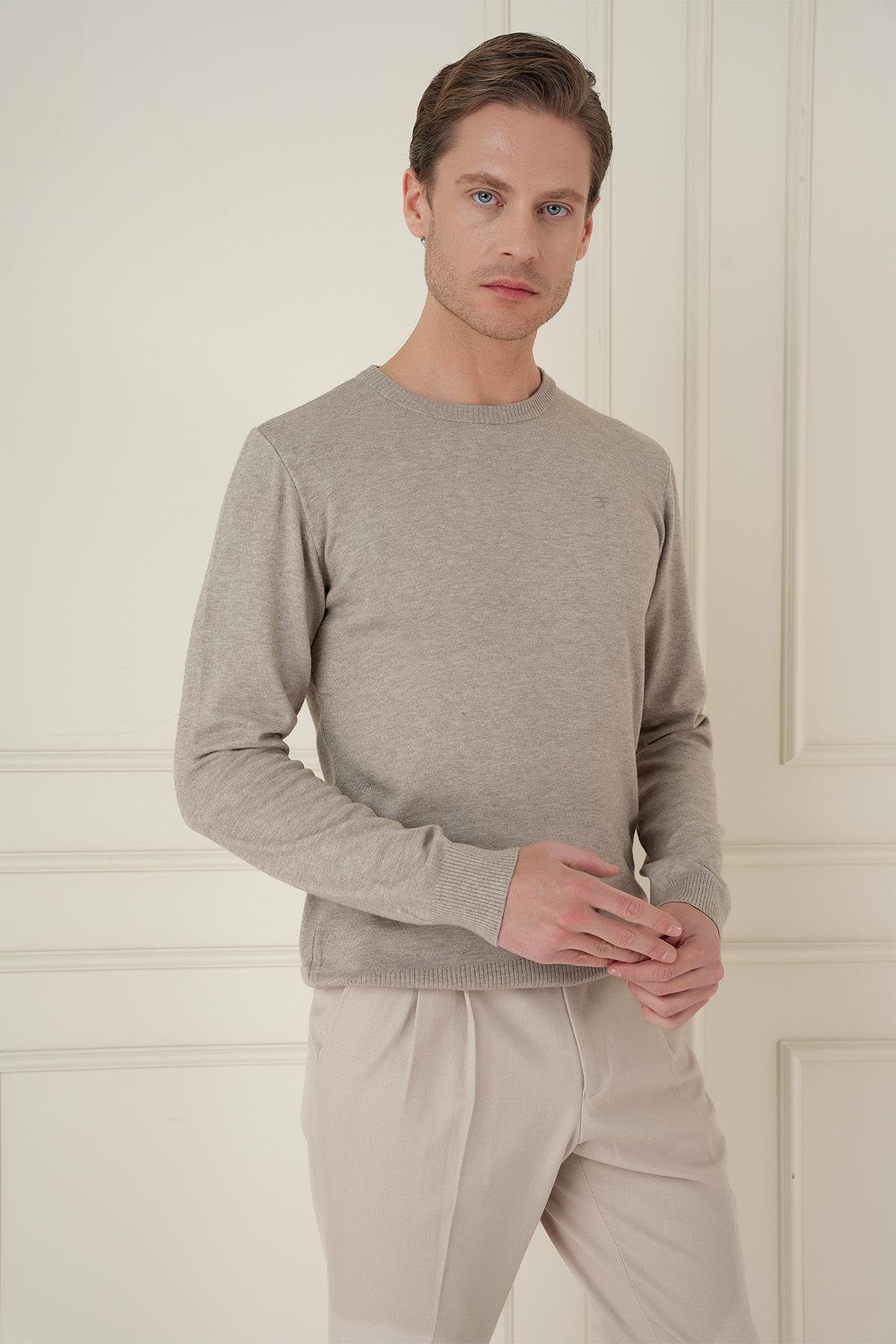 Tr 875 Slim Fit Taş Klasik Triko