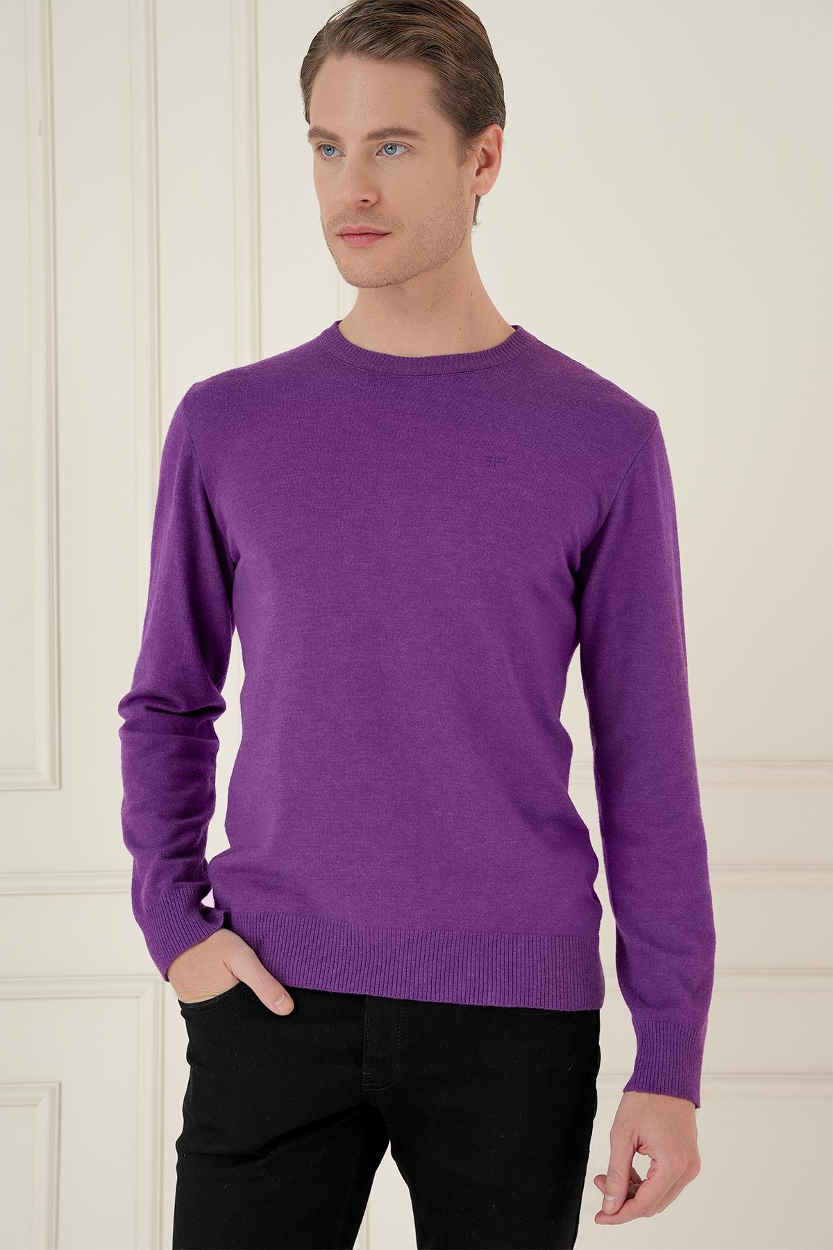 Tr 875 Slim Fit Mor Klasik Triko