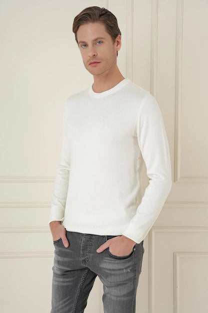 Tr 875 Slim Fit Ekru Klasik Triko