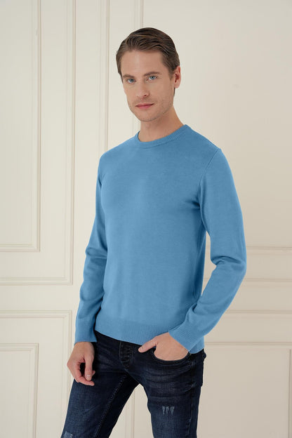 Tr 875 Slim Fit Havacı Mavi Klasik Triko