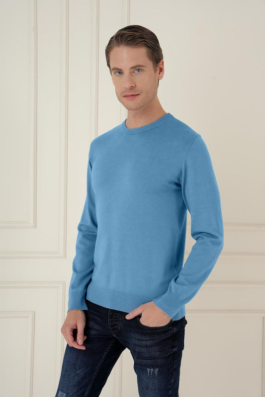 Tr 875 Slim Fit Havacı Mavi Klasik Triko