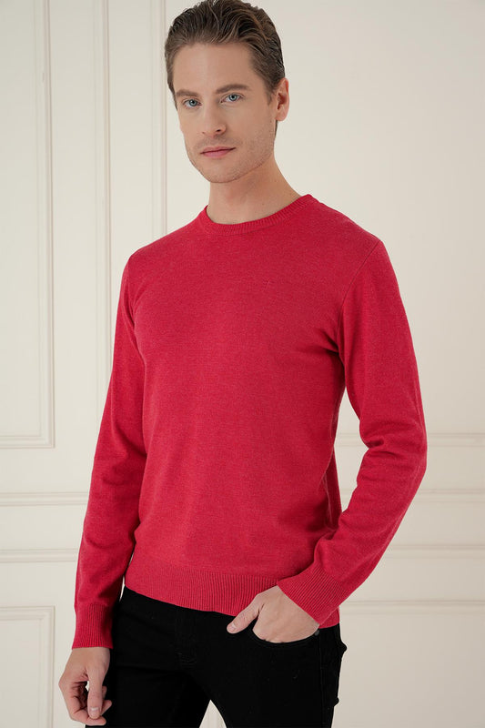 Tr 875 Slim Fit Kırmızı Klasik Triko