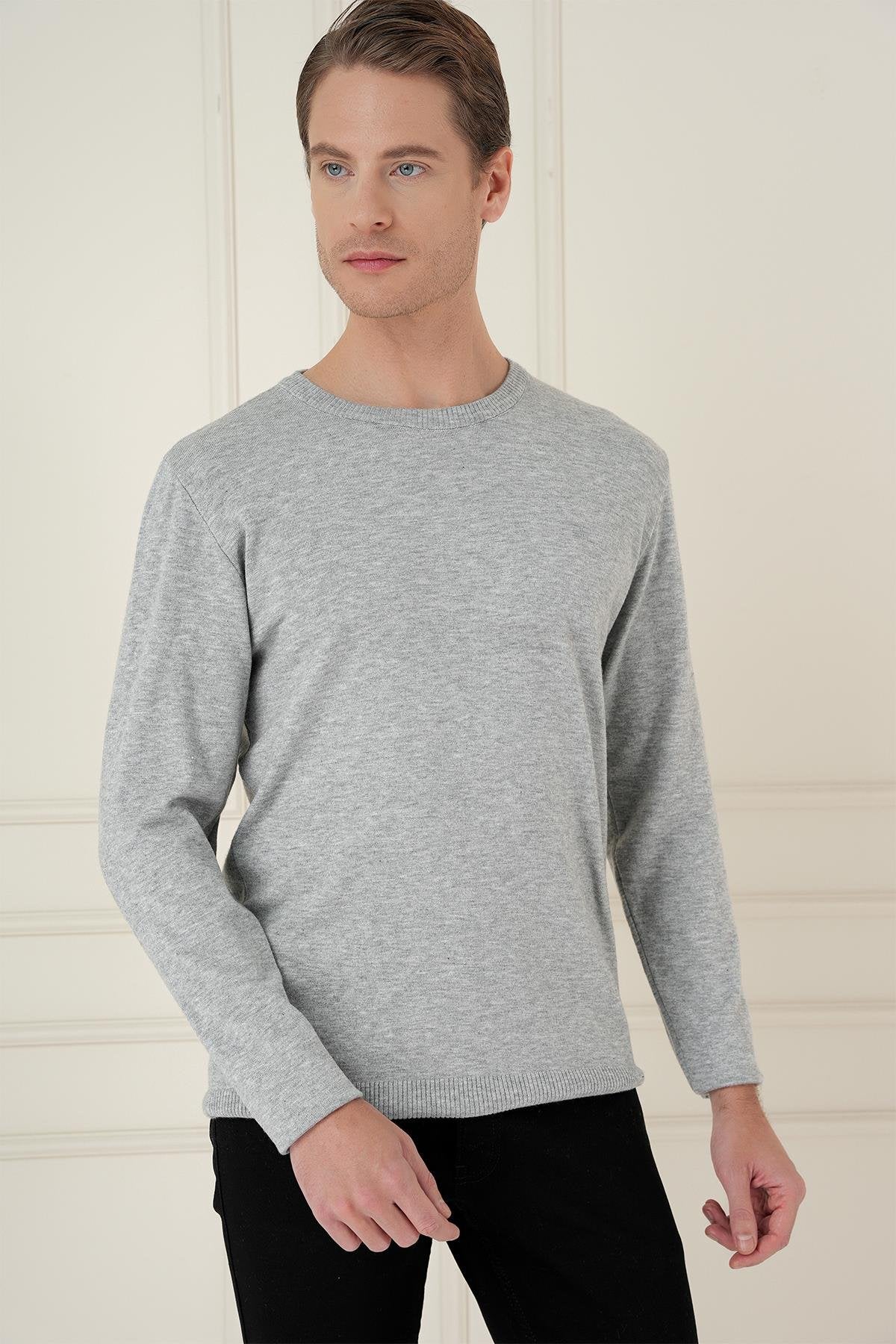Tr 875 Slim Fit Gri Klasik Triko