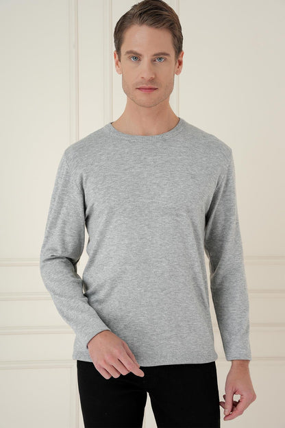 Tr 875 Slim Fit Gri Klasik Triko
