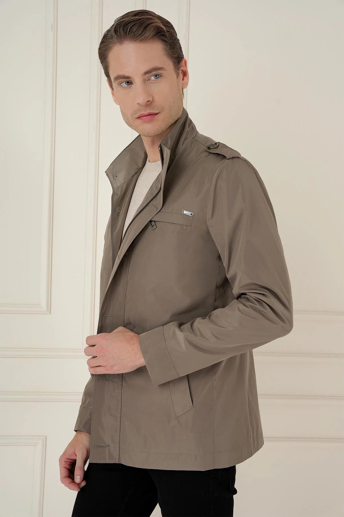 Vizon Slim Fit Dik Yaka Cepli Mevsimlik Mont -ka 077