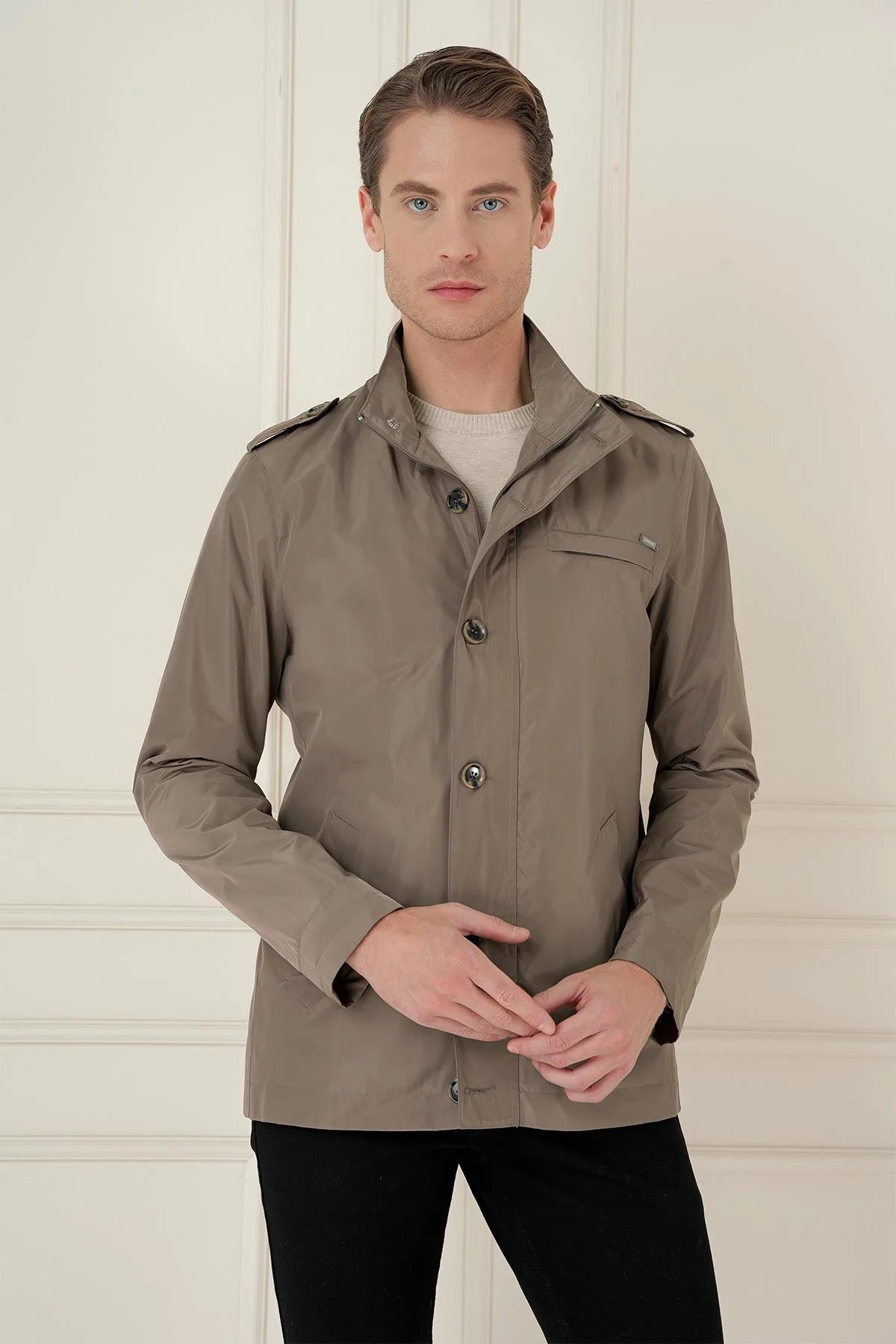 Vizon Slim Fit Dik Yaka Cepli Mevsimlik Mont -ka 077
