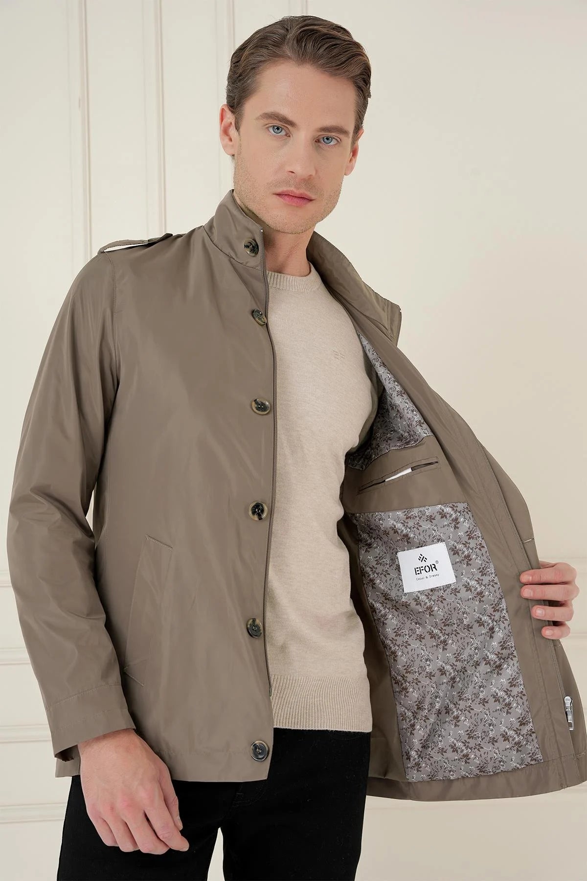 Vizon Slim Fit Dik Yaka Cepli Mevsimlik Mont -ka 077