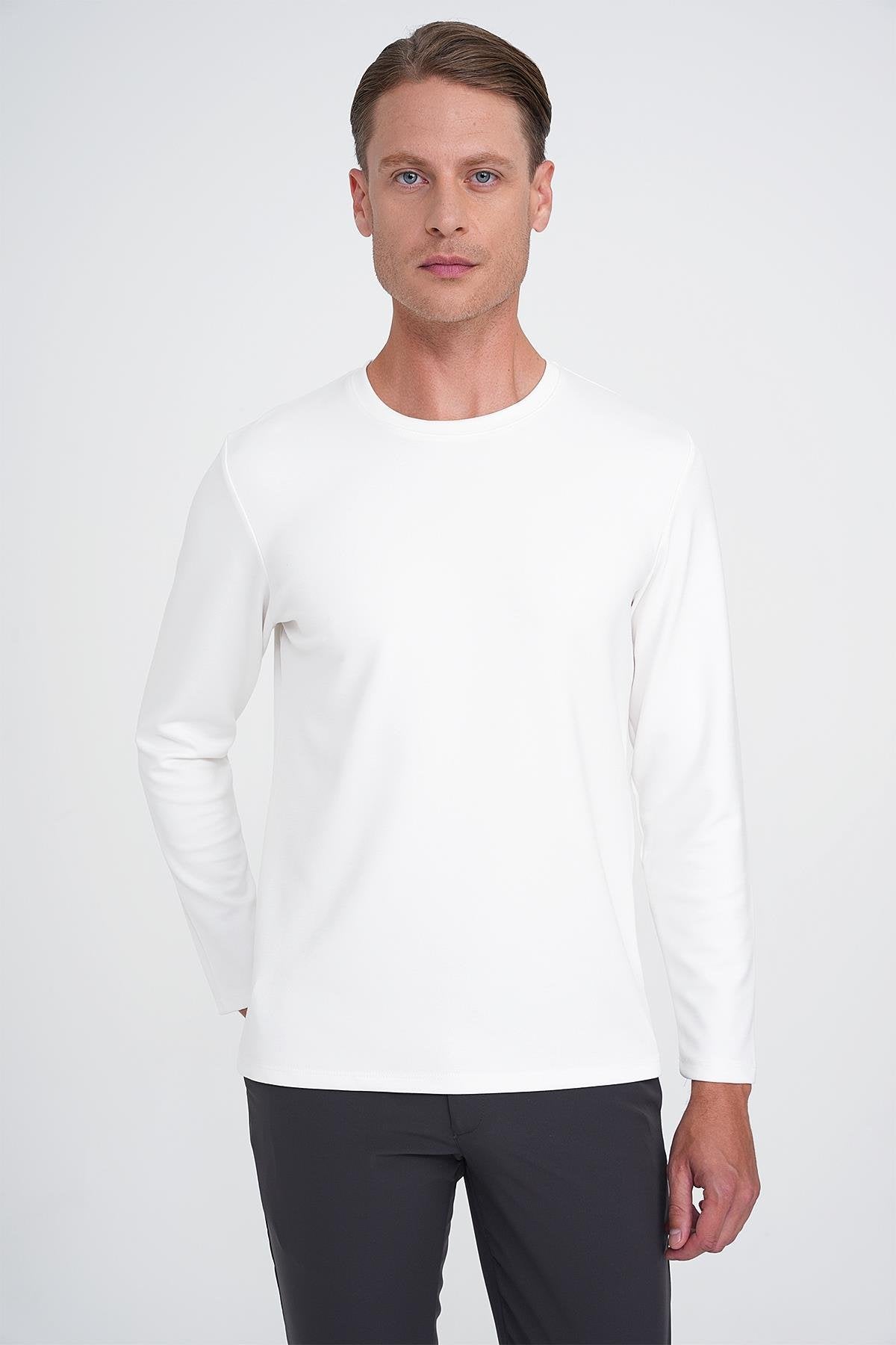 Ts 892 Slim Fit Ekru Spor T-shirt