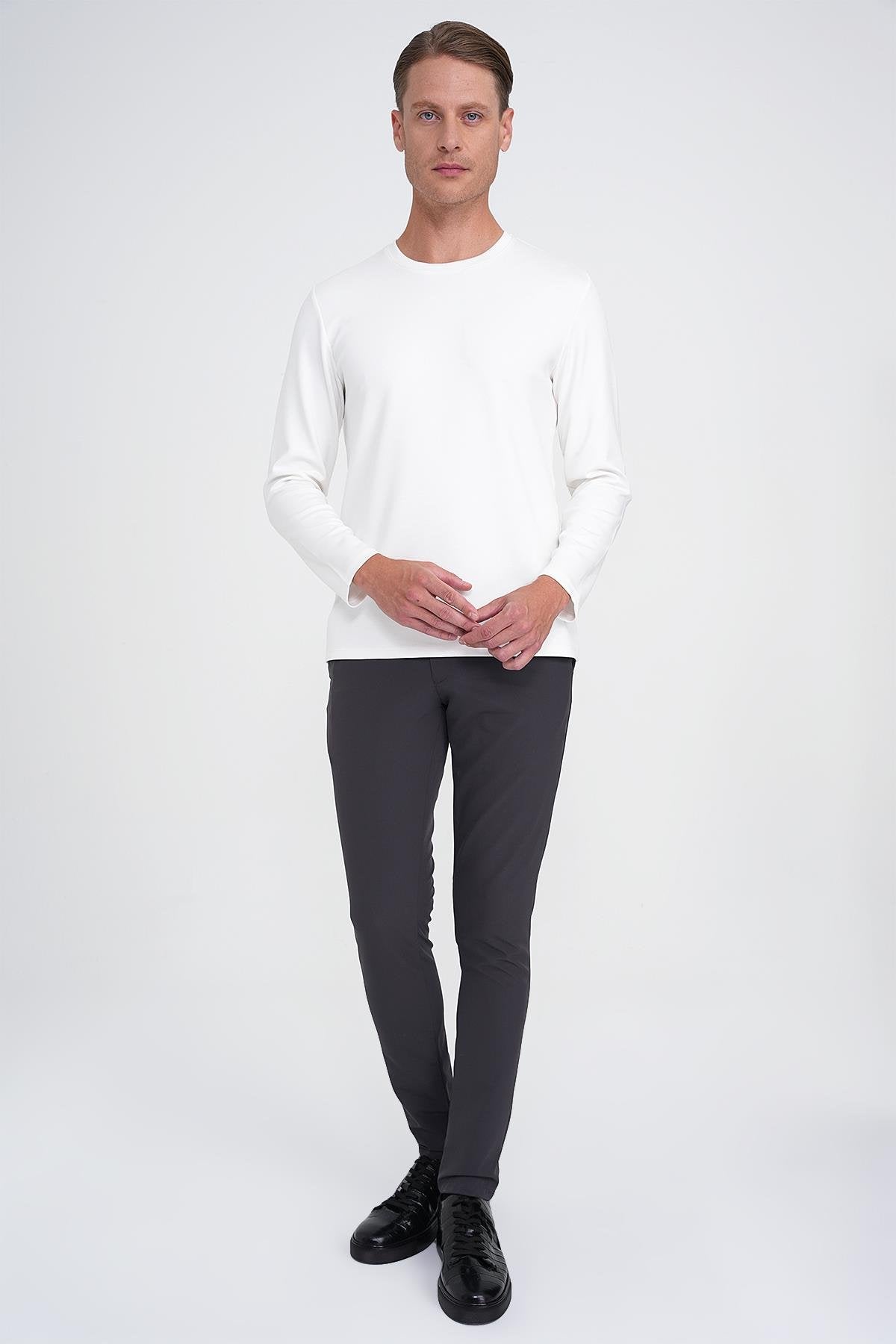 Ts 892 Slim Fit Ekru Spor T-shirt
