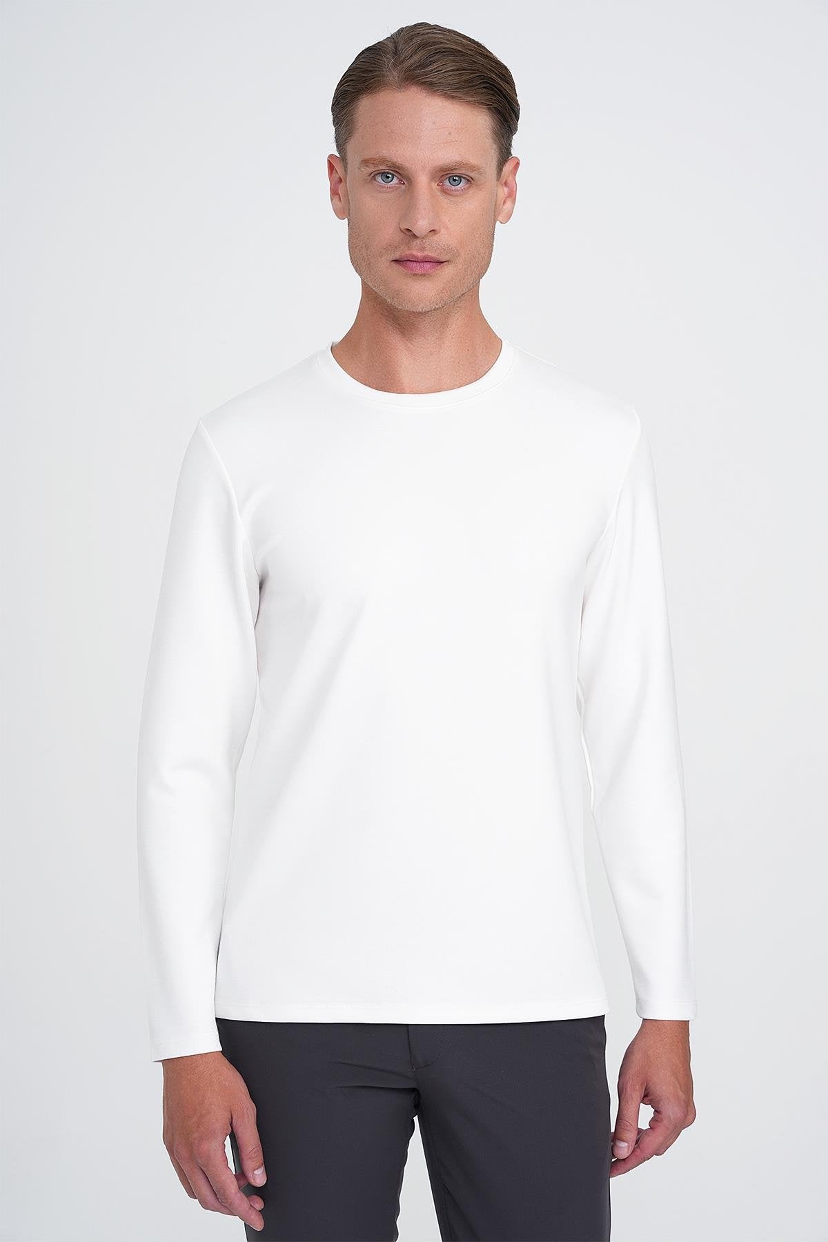 Ts 892 Slim Fit Ekru Spor T-shirt