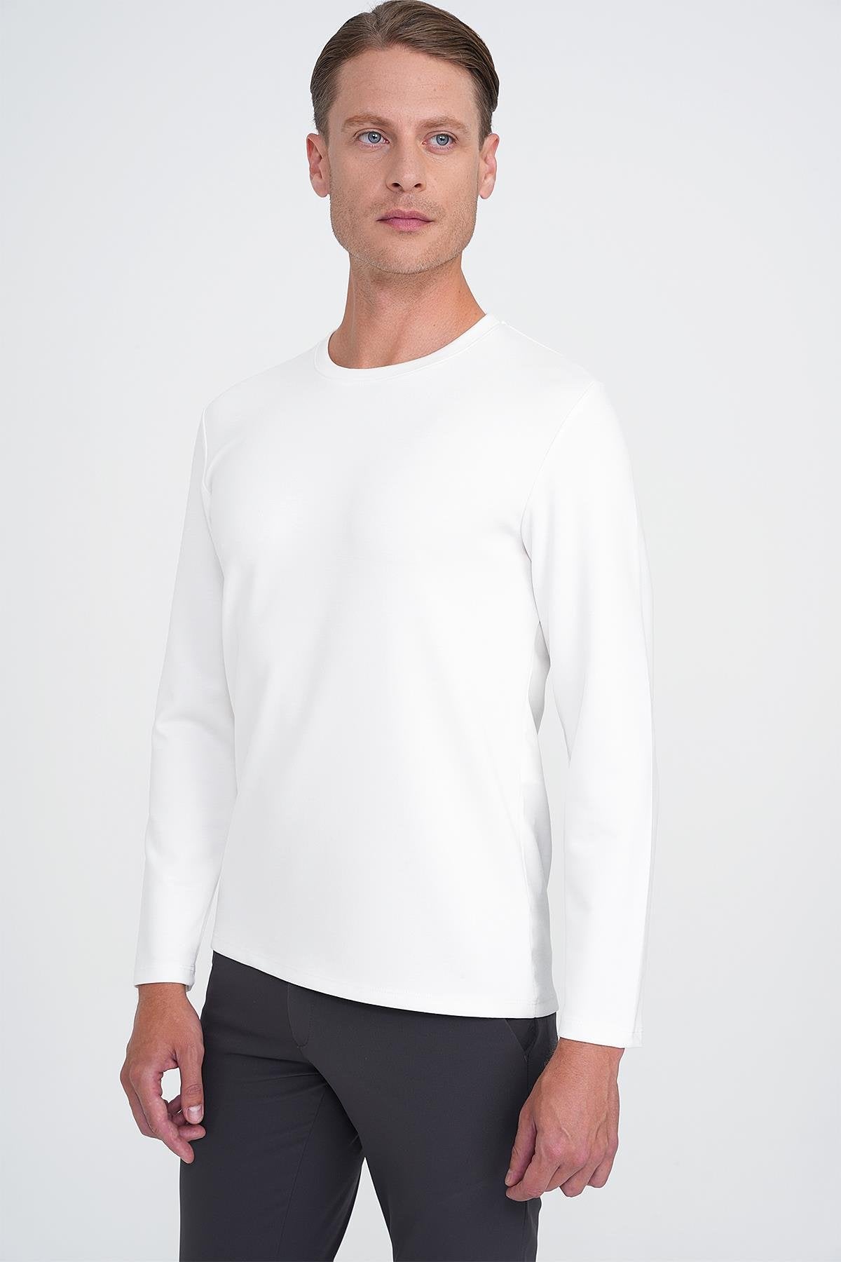 Ts 892 Slim Fit Ekru Spor T-shirt